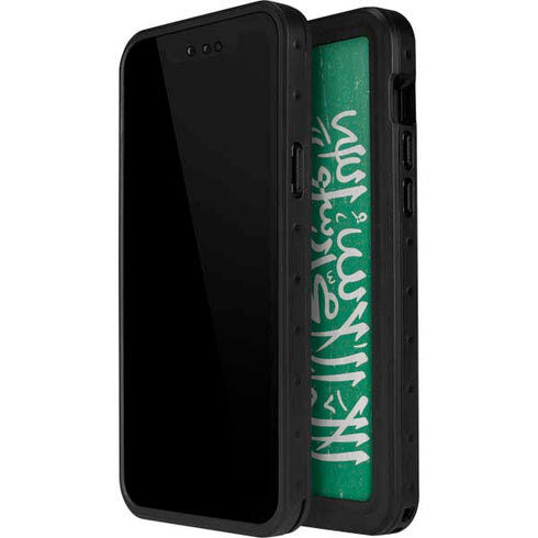 Saudi Arabia Flag Distressed iPhone 15 Pro Waterproof Case